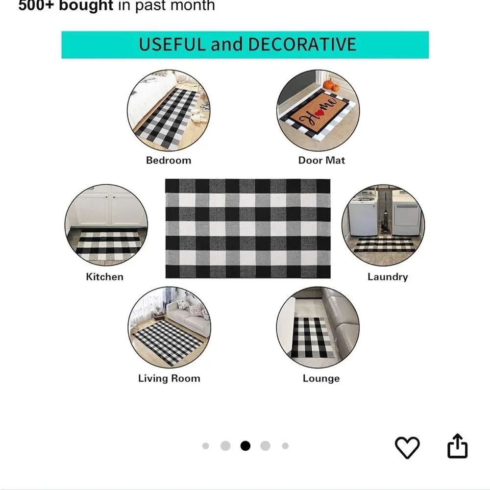 Black and White Checkered Outdoor Rug NEW farmhouse 27.5 x 43 inches